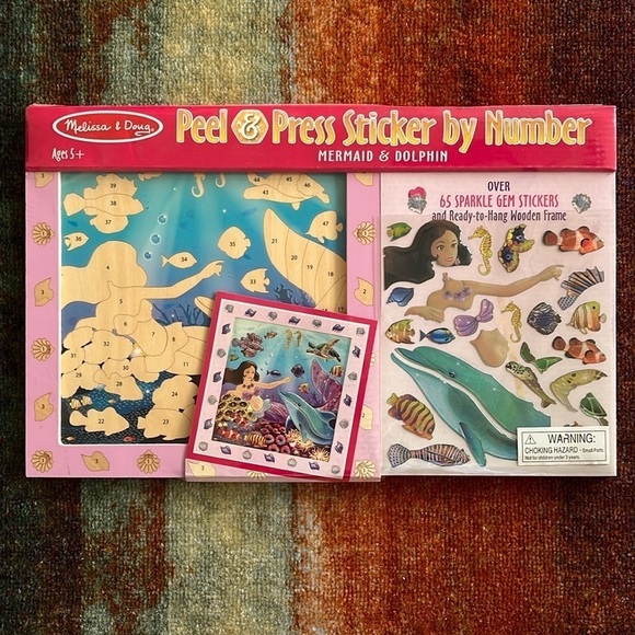 Brand New Melissa & Doug Peel & Press Sticker By Number Mermaid Dolphin Craft - Picture 1 of 15